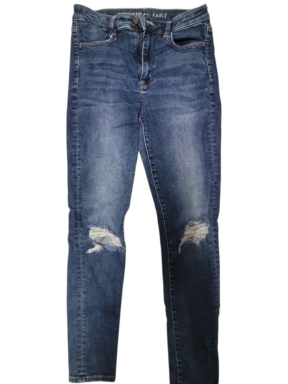 American Eagle Outfitters High-Rise Ripped Skinny Jeans - Dark Blue